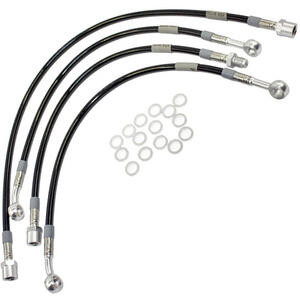 Kit tubi freno aeronautici per Moto Guzzi V 35 C completo nero