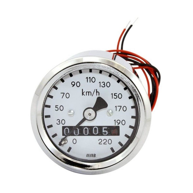 Mechanical speedometer MMB Classic mini K=1 M16 body chrome dial white