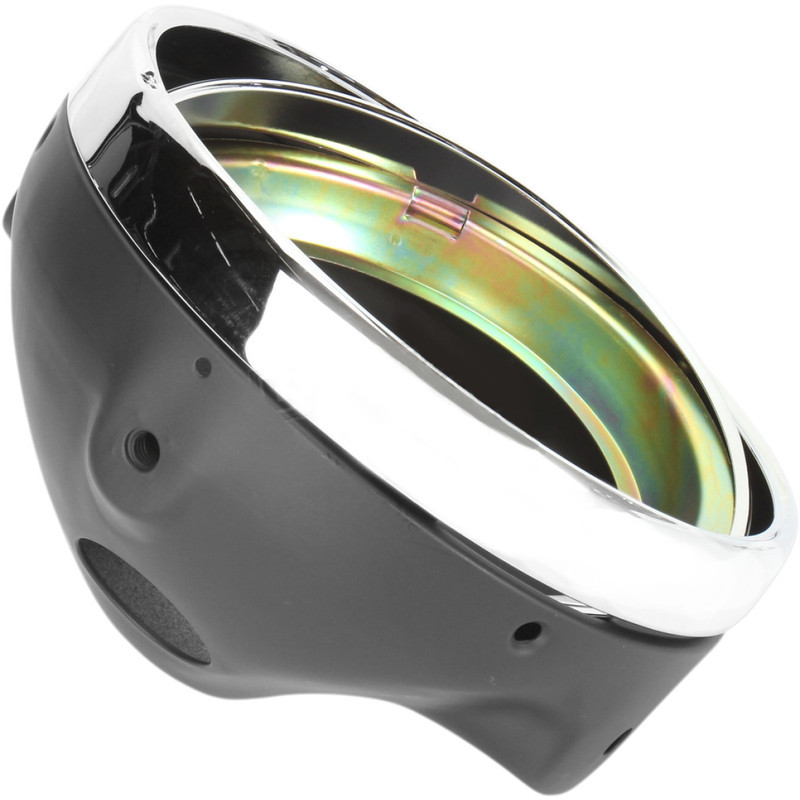 Halogen headlight shell 7'' Lucas black rim chrome