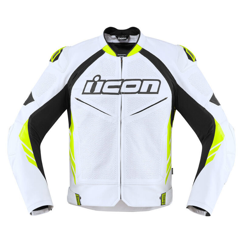 Motorcycle jacket Icon Hypersport2 Prime white/black/yellow