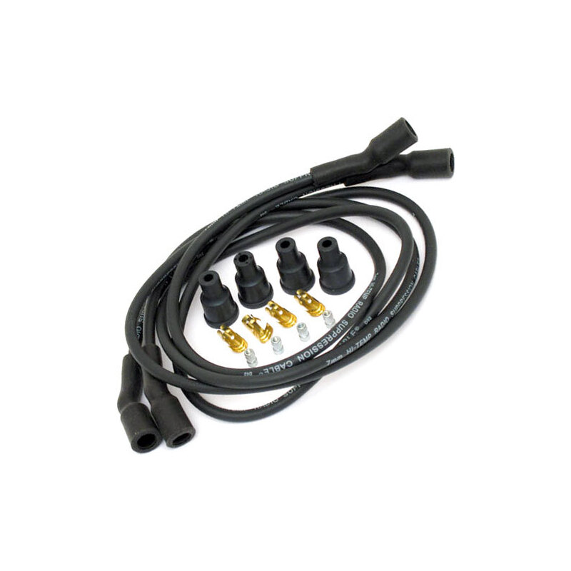 Ignition cable 7mm kit Dynatek black suppression 2 cylinders