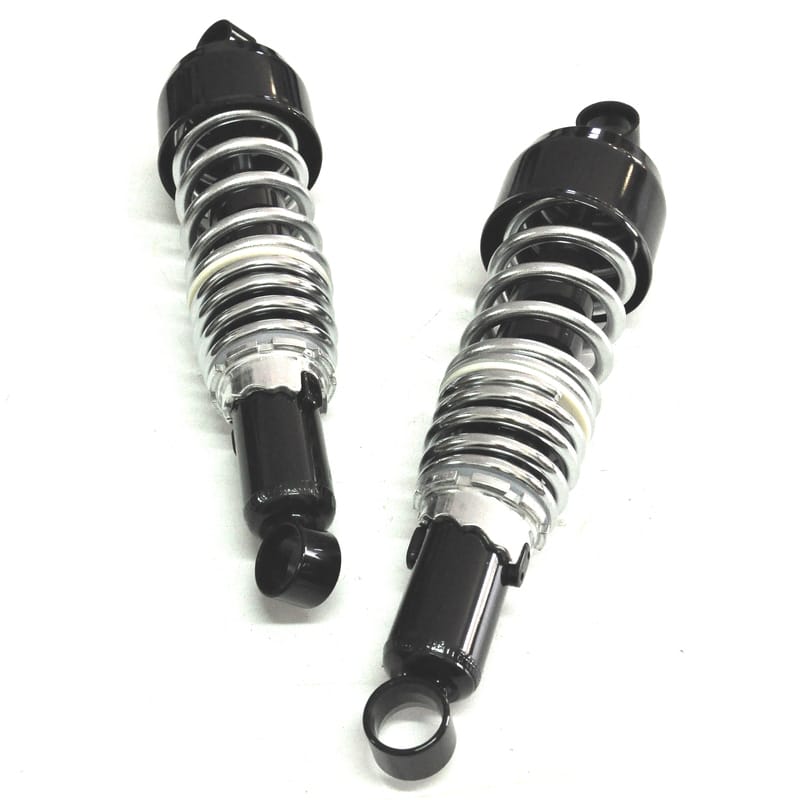 Twin rear dampers 325mm eye Emgo Old Style body black spring chrome