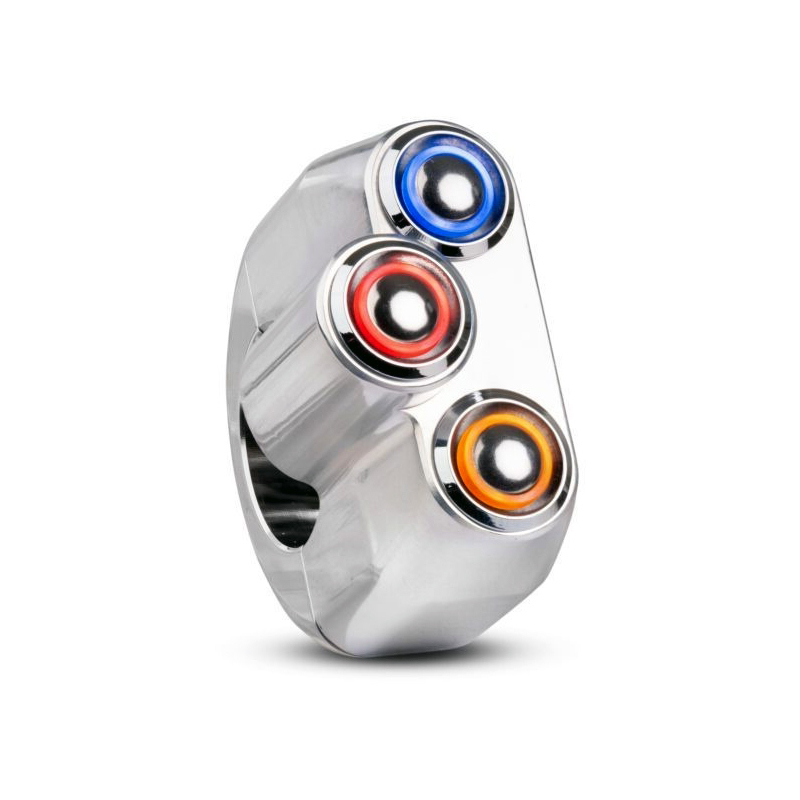 Button set 1'' Rebel Moto M-Switch 3 LED chrome