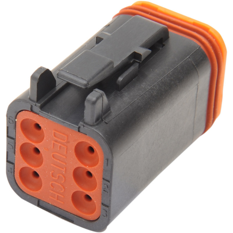 Electrical cable connector housing Deutsch 6 pins male black