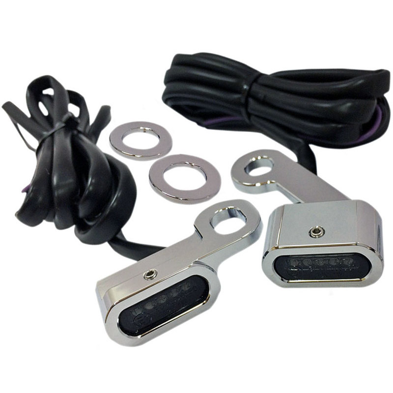 Led winkers Harley-Davidson Sportster -'03 front Drag Specialties chrome smoked pair