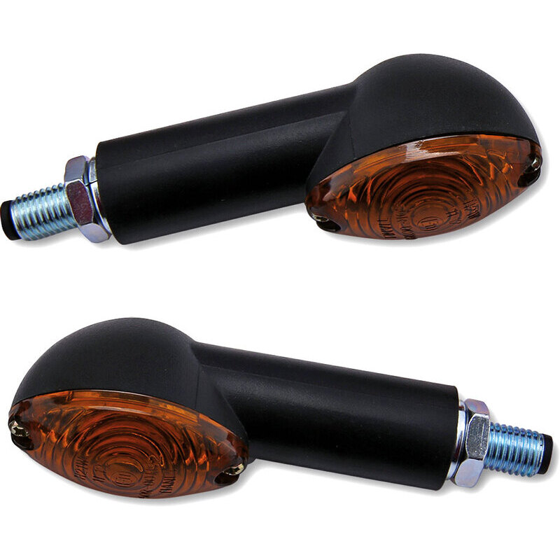 Halogenblinker Cat-Eye lang schwarz Rauchglas paar